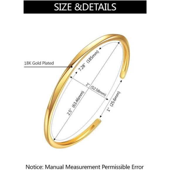 E Gold Bracelets for Women,14K Gold Plated Bangles Bracelets with Cubic Zirconia - Picture 5 of 7